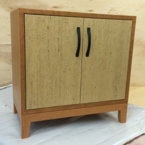 Cherry Night Stand With Grass Cloth Doors - Hudson valley Cabinet - Fishkill NY