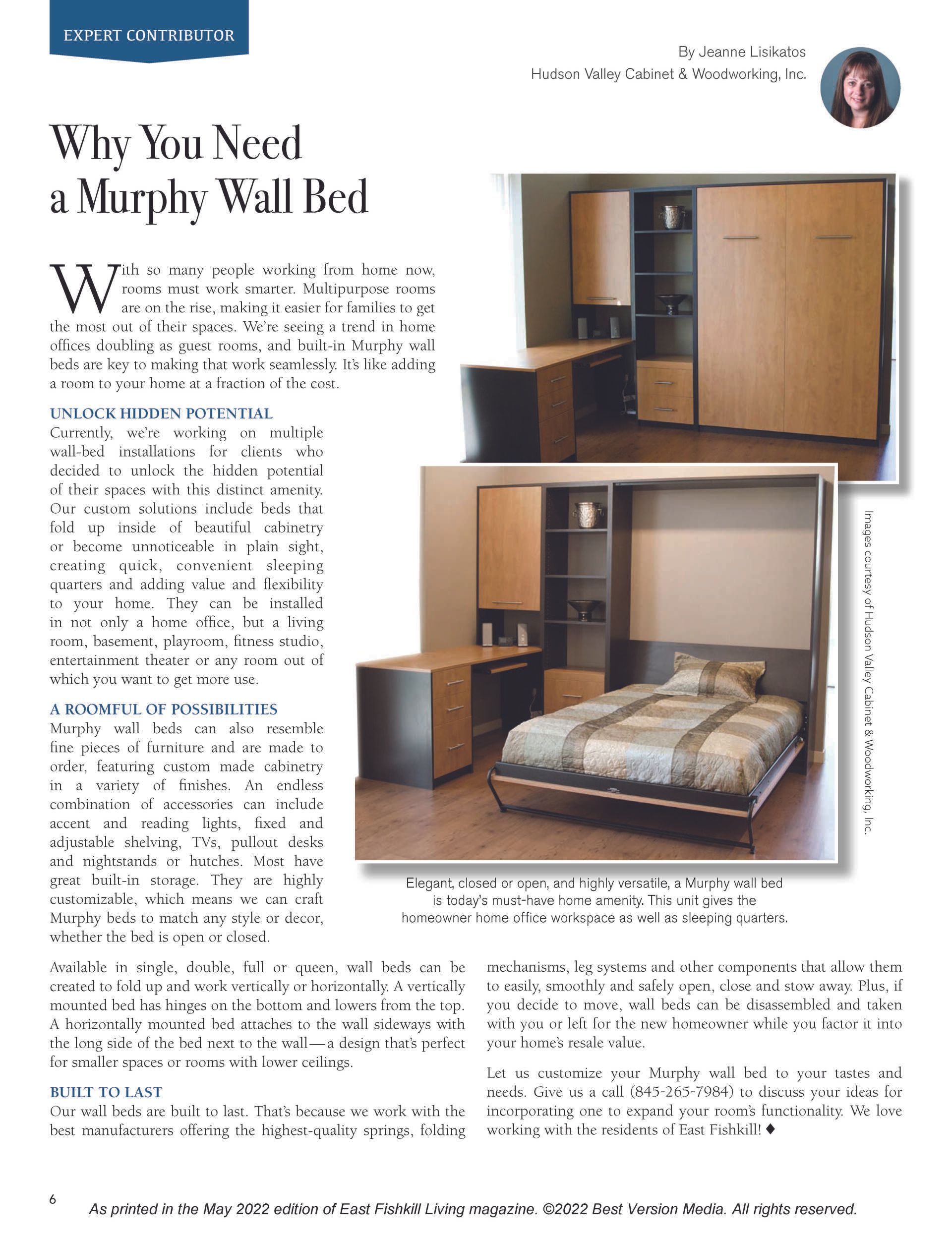 May 2022 HVC Murphy Bed — Fishkill, NY — ​Hudson Valley Cabinet & Woodworking, Inc.