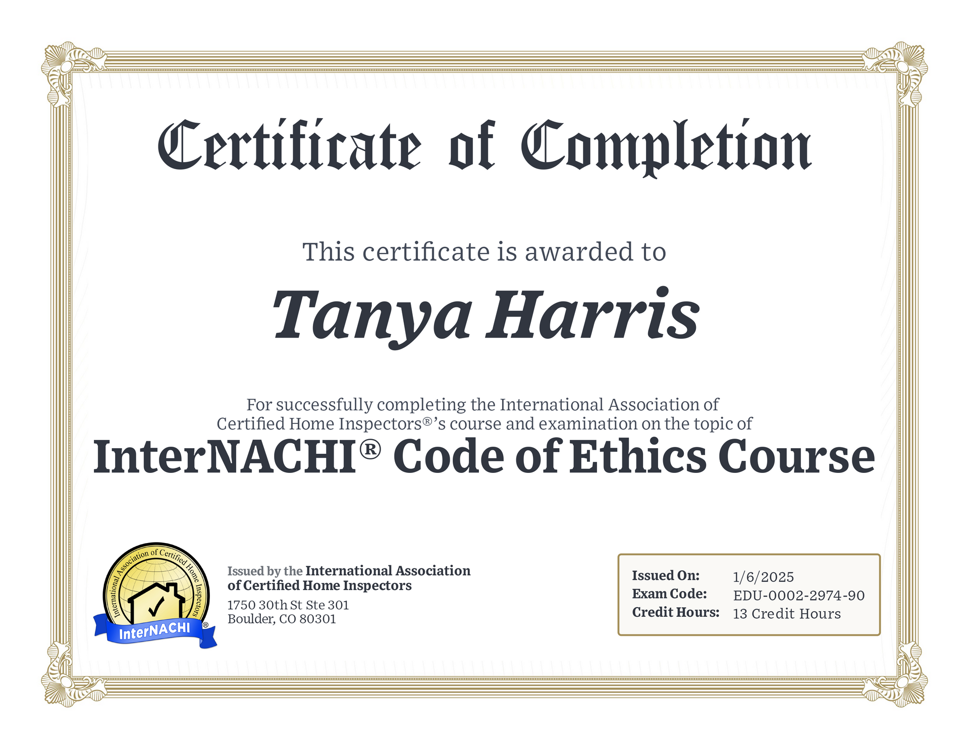 Code of Ethics Certificate
