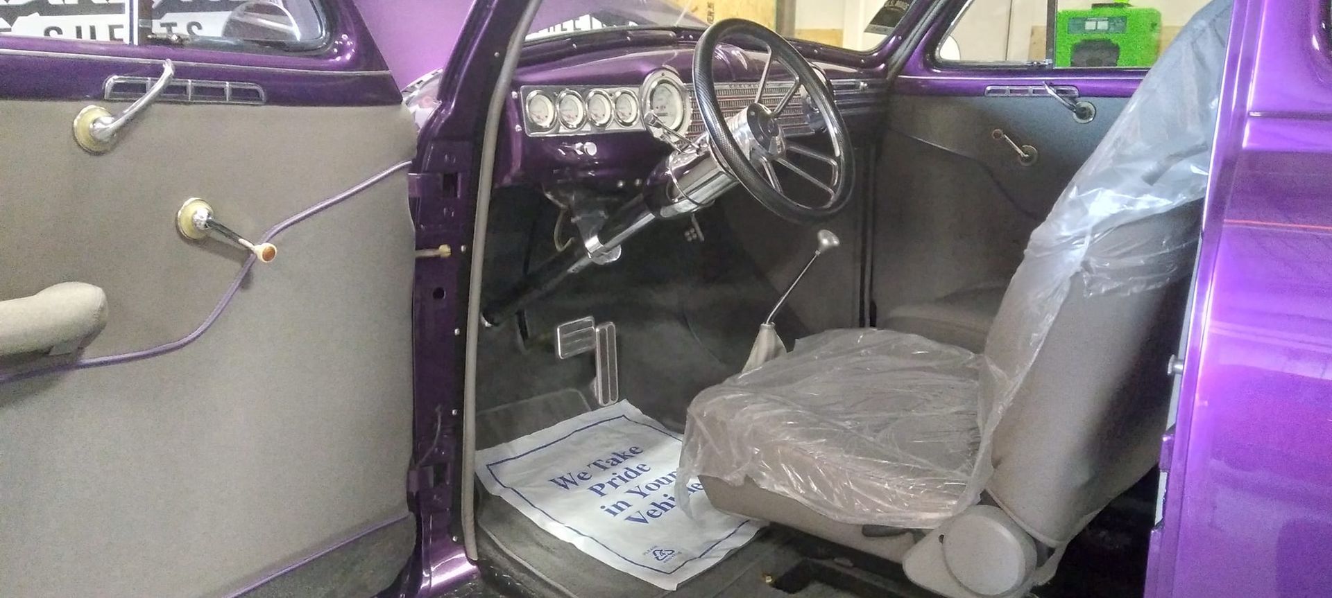 interior of purple car