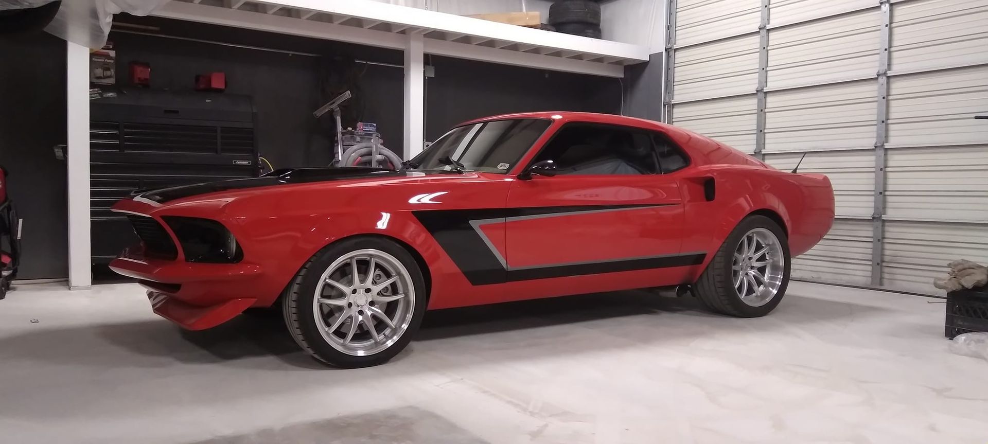 red car with black detailing 