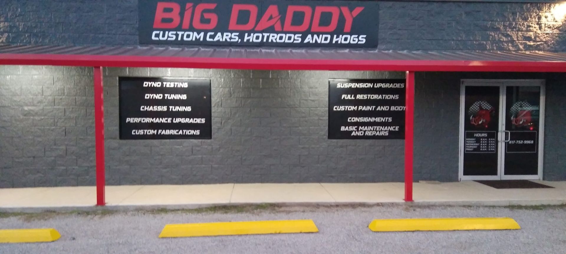 outside of the Big Daddy Customs shop 