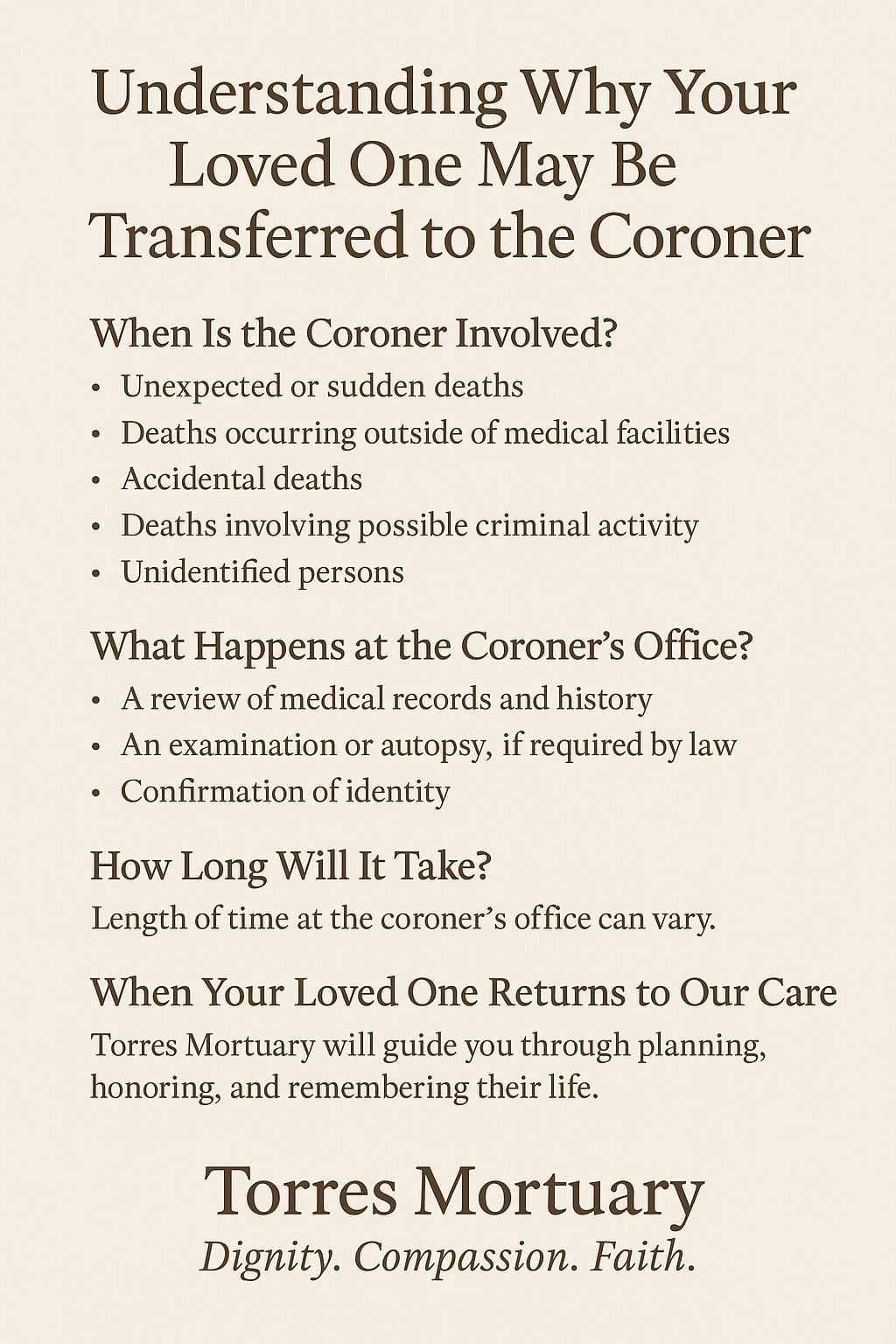 Understanding Why Your Loved One May Be Transferred to the Coroner