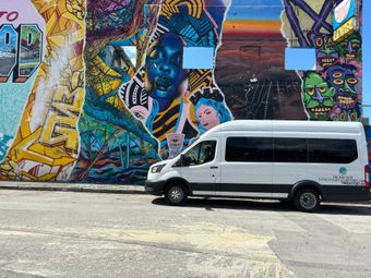 Mini Hop on Hop off Bus parked in Wynwood Walls