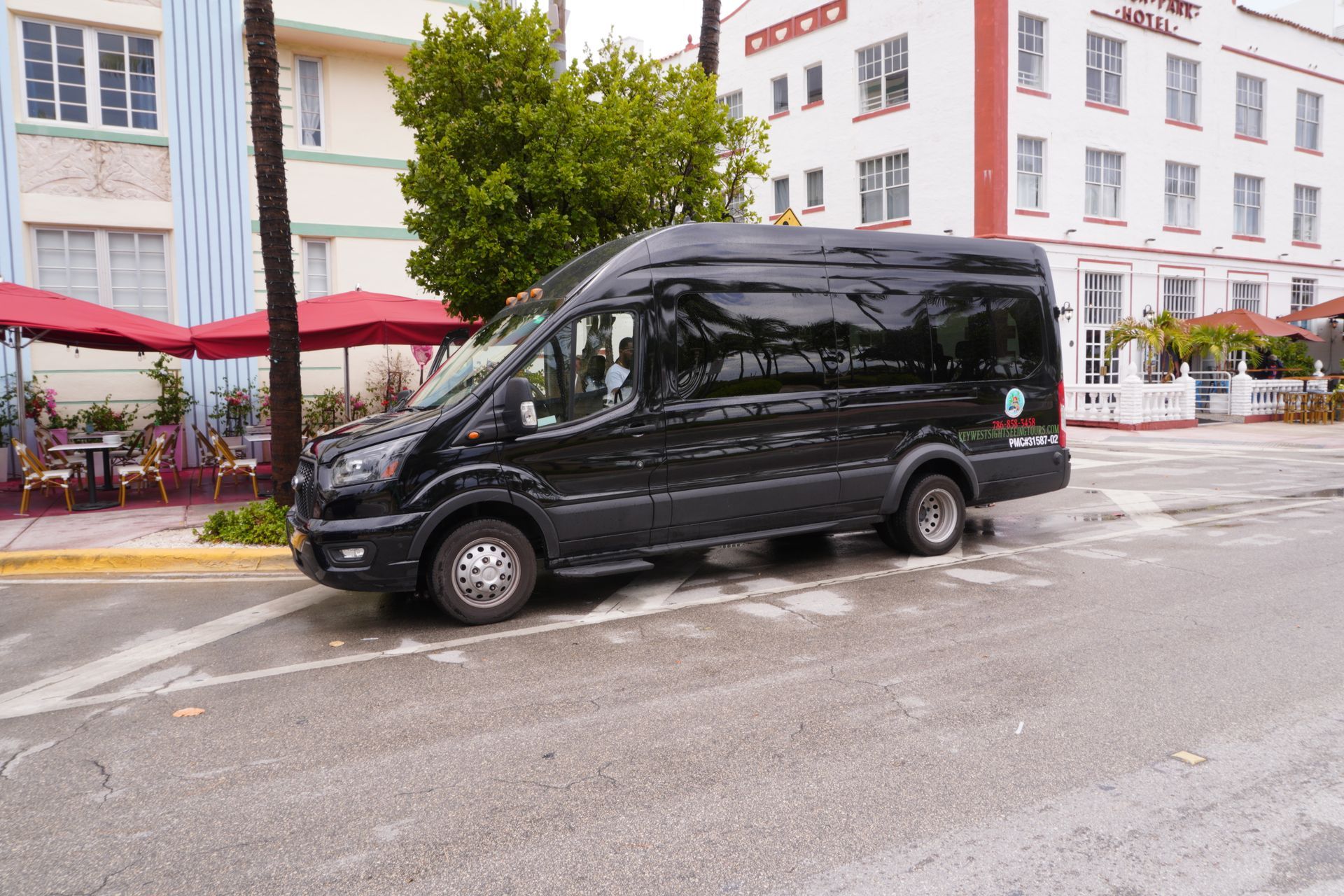Sightseeing Hop on Hop off Bus parked in South Beach