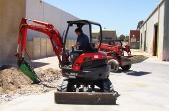 Machine from mini excavator hire working in Perth