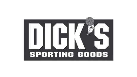 Dick's Sporting Goods logo in white on a dark background