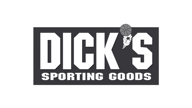 Dick's Sporting Goods logo in white text on a dark gray background