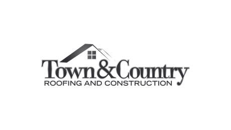 Town & Country Roofing and Construction logo in black and gray on a white background