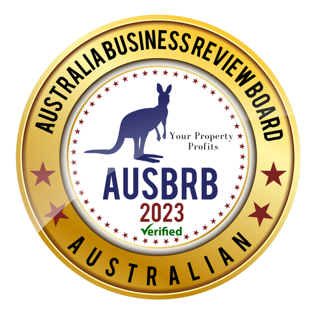 Gold seal: Australia Business Review Board, kangaroo icon, 
