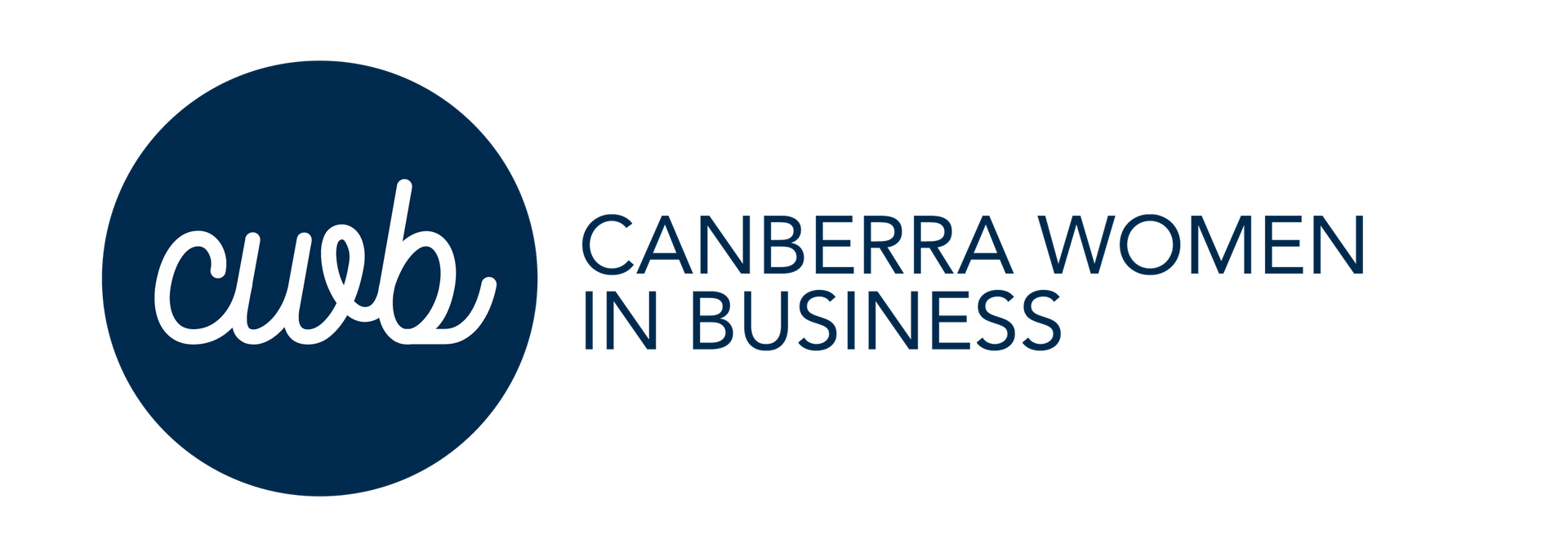 Logo for Canberra Women in Business: navy blue circle with white 