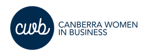 Logo for Canberra Women in Business: navy blue circle with white 