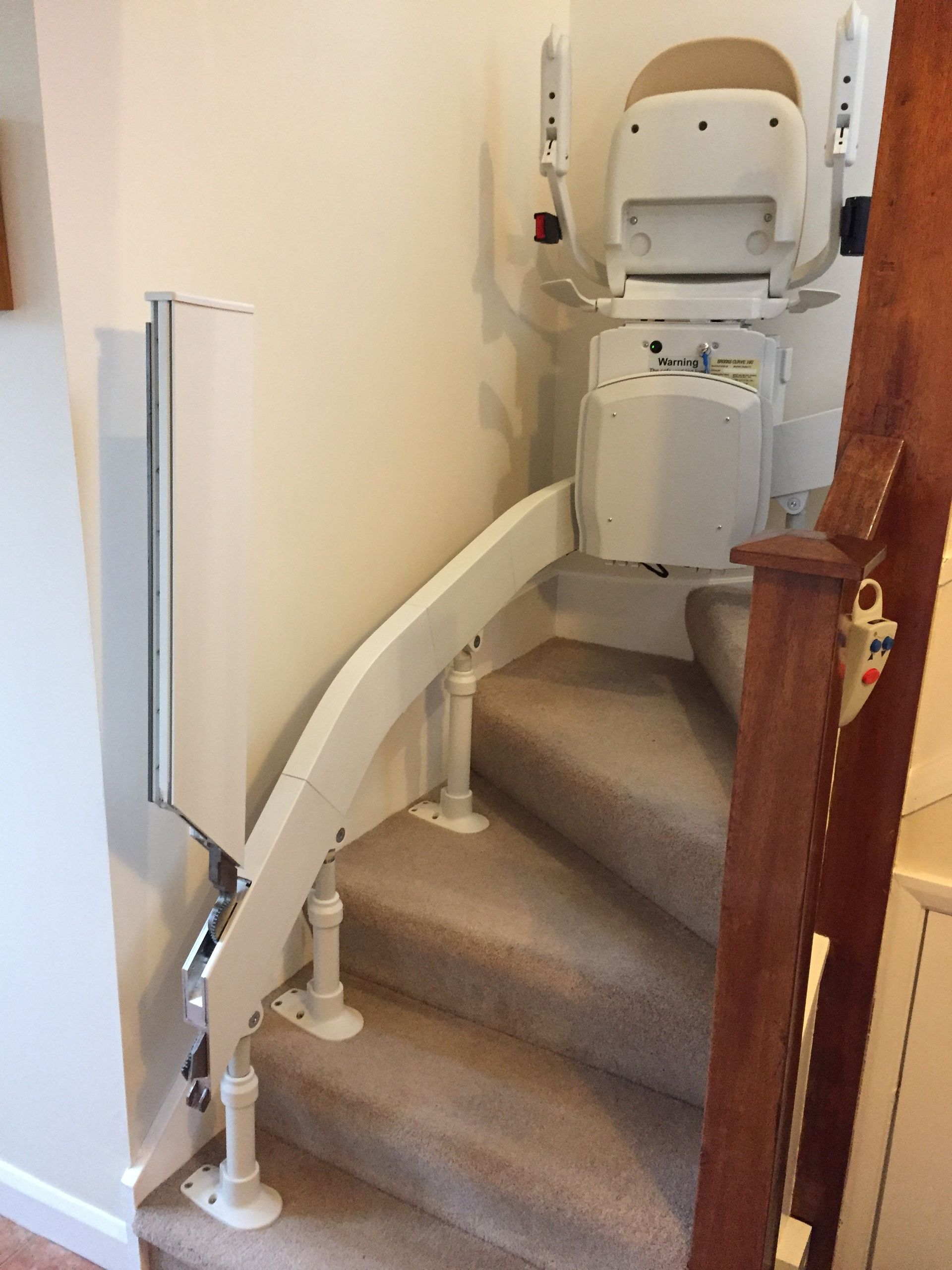 Curved stairlift, Congleton, Cheshire. Helping Hand Stairlifts.