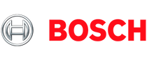 Bosch logo: silver emblem left, red 