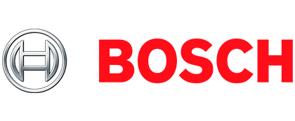 Bosch logo: Silver circle with a bar inside, red 