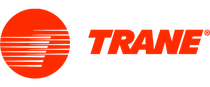 Trane logo: Orange circle with horizontal lines and 