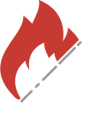 Red flame icon with a diagonal dashed gray line.