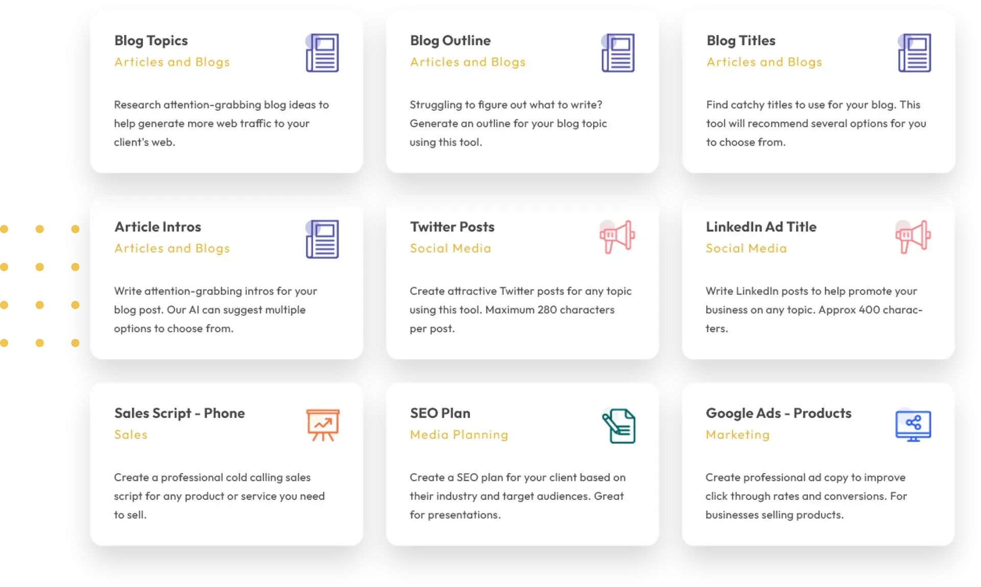 Grid of eight white step cards with small icons on a pale background, describing a numbered process.