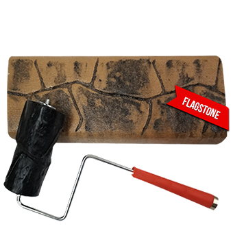 A paint roller with a flagstone sticker on it