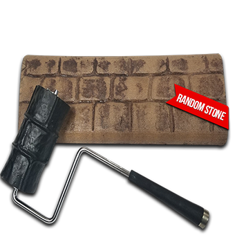 A random stone with a paint roller next to it