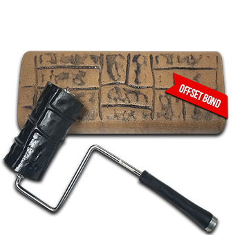 A paint roller with offset bond written on it