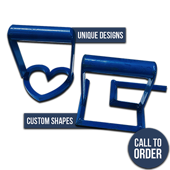 A sign that says unique designs custom shapes call to order