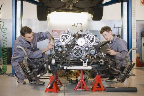 Two Mechanics Working On An Engine — Grasonville, MD — Willard’s Service Center