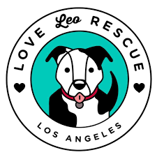 The logo for love leo rescue los angeles shows a black and white dog in a circle.