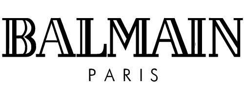 A black and white logo for balmain paris on a white background.