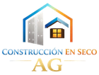 Logo de Construcción en Seco AG con casa estilizada en azul, naranja y gris