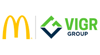 The McDonald’s golden arches logo next to the VIGR Group logo, consisting of a green and navy geometric icon and text.