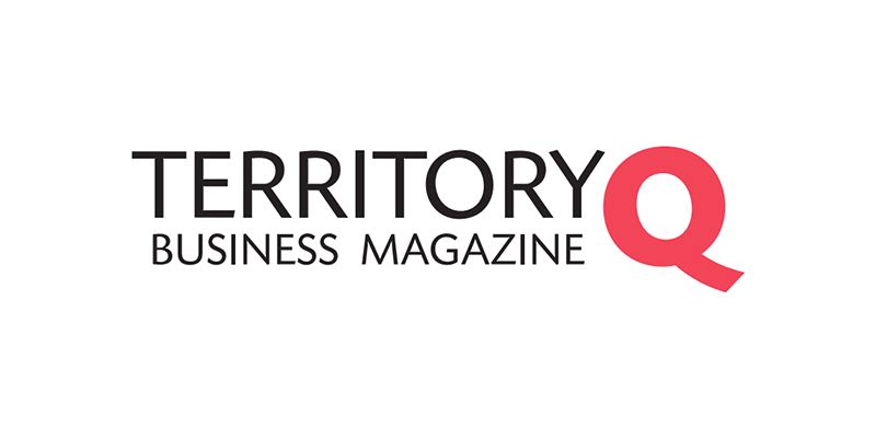 Logo for Territory Q Business Magazine featuring black text on white with a large red letter Q.