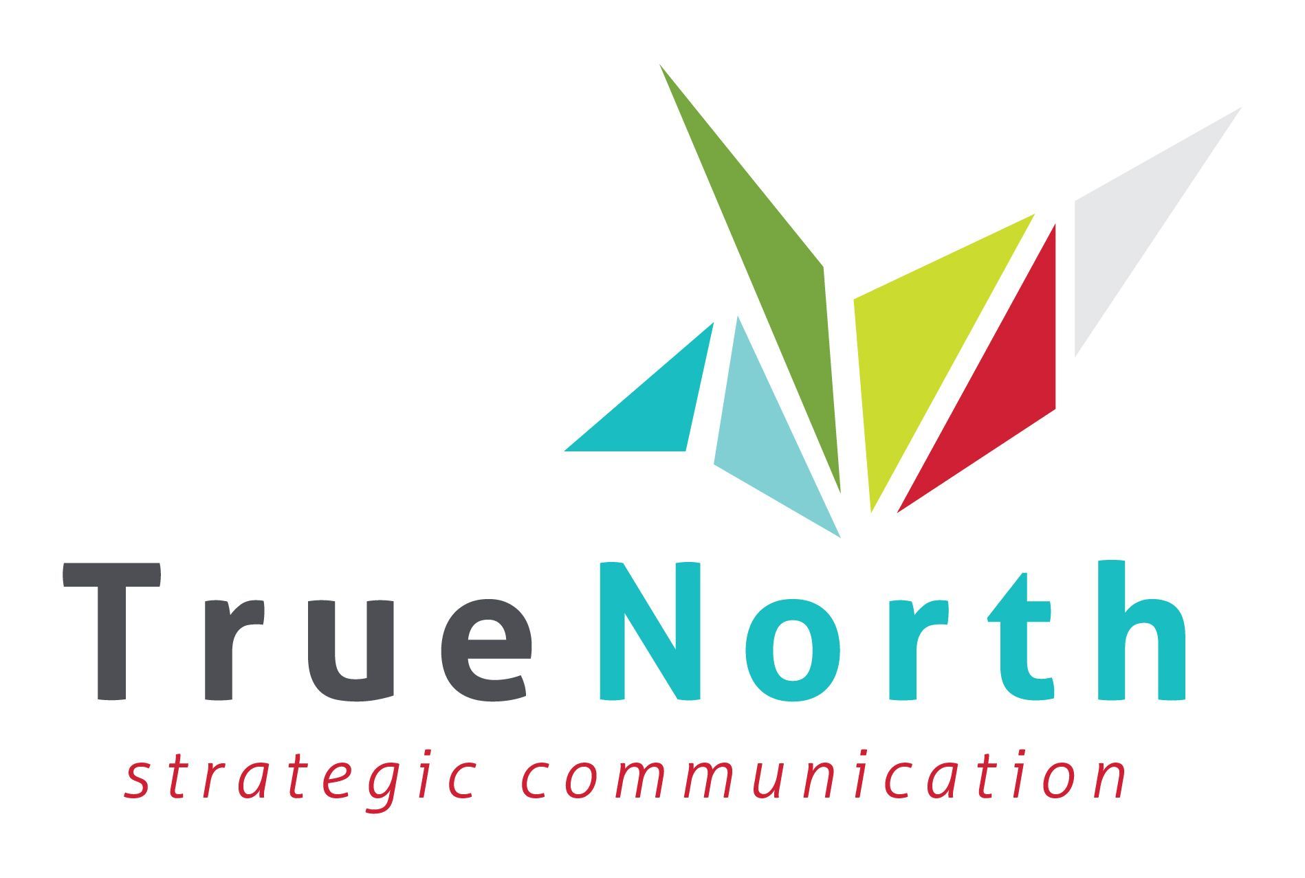 Logo for True North Strategic Communication featuring a colorful, geometric abstract design above the company name.
