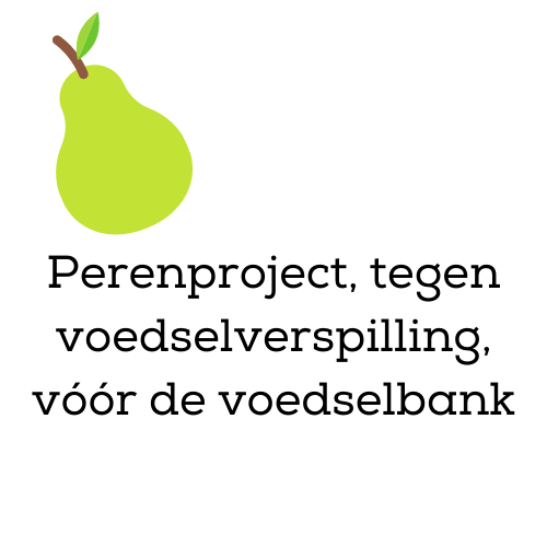 Groene peer met de tekst: 