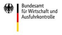 Logo des Bundesamtes für Wirtschaft und Ausfuhrkontrolle mit einem schwarzen Adler und den Farben der deutschen Flagge.