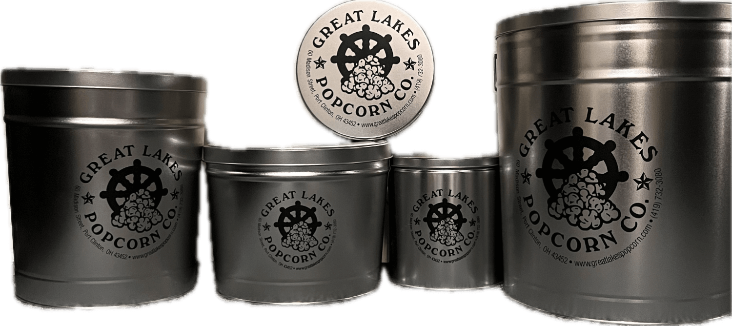 Five tins of great lakes popcorn 