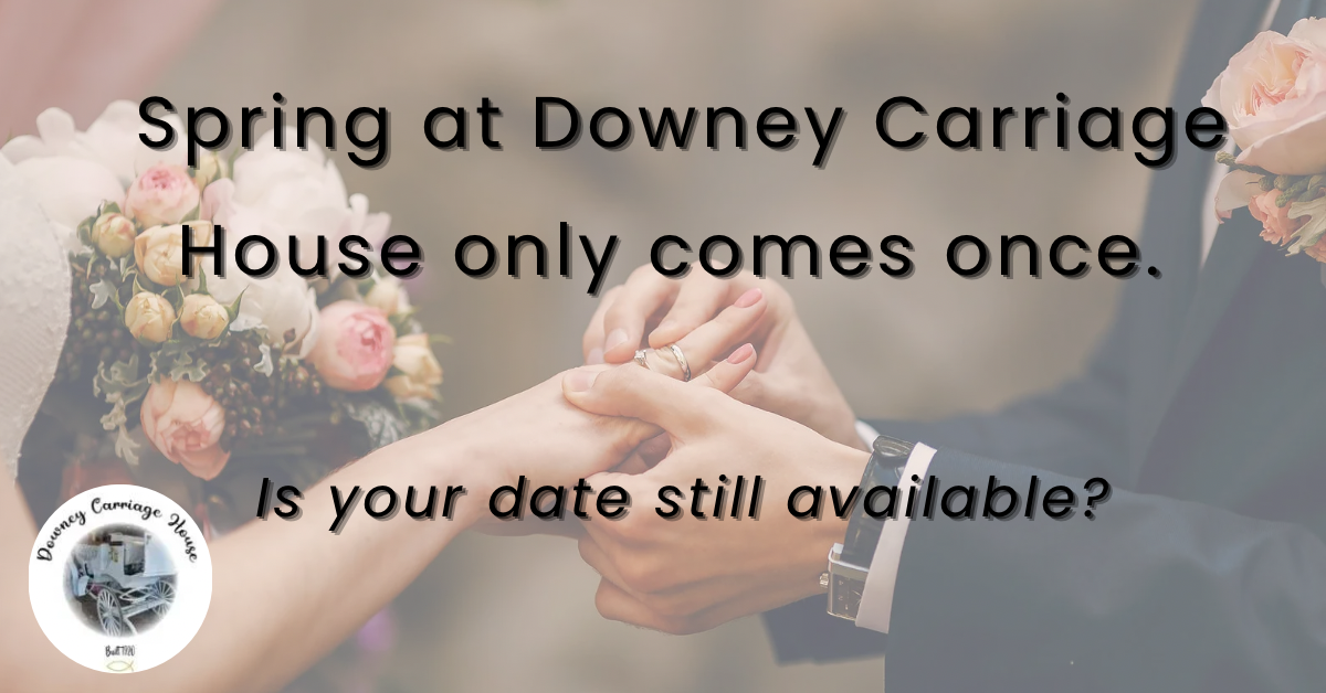 Downey Carriage House spring wedding photos Adrian MO horse drawn carriage exterior golden hour