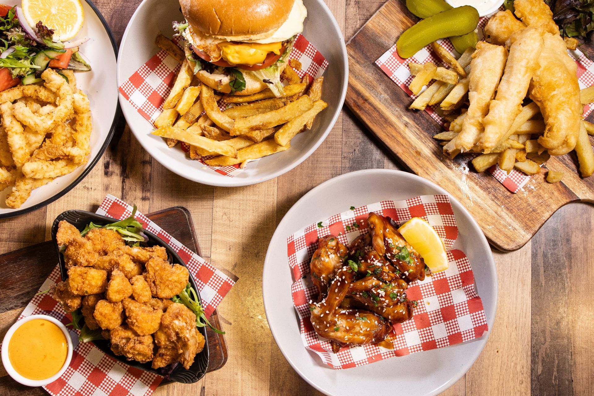 There are many different types of food on the table.