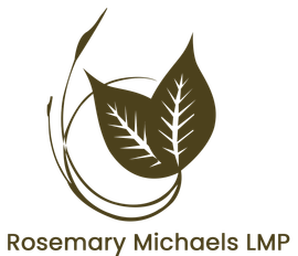 A logo for a licensed massage therapistRosemary Michaels LMP Logo