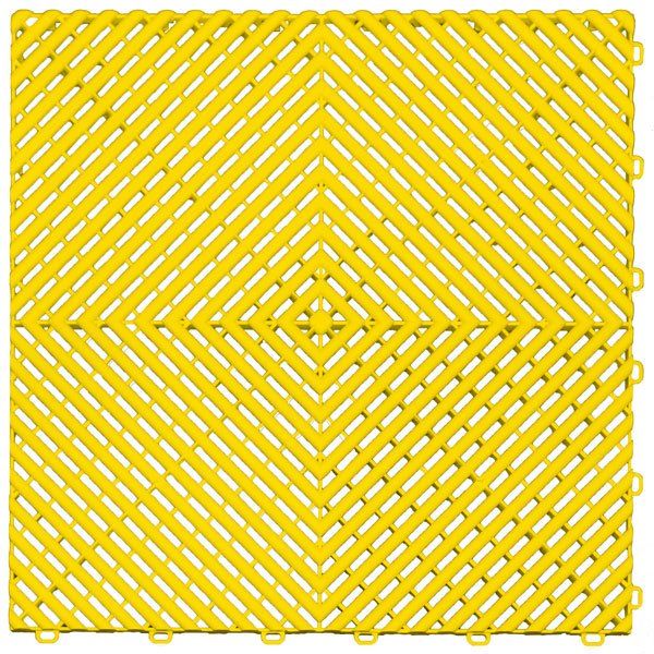 A yellow plastic tile with a diamond pattern on a white background.