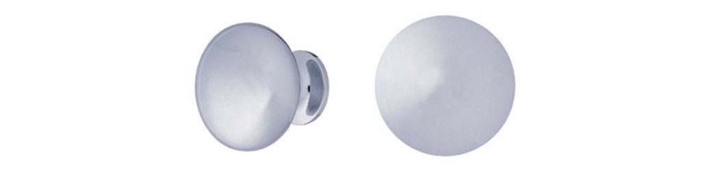 Mushroom Round Knob, Polished Chrome, 1-1/4