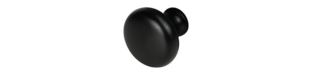 Round Knob, Matte Black, 1-1/4