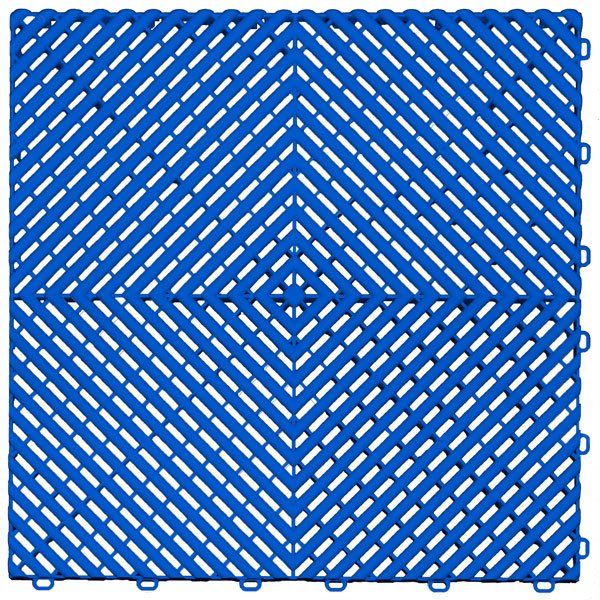 A blue plastic tile with a diamond pattern on it.
