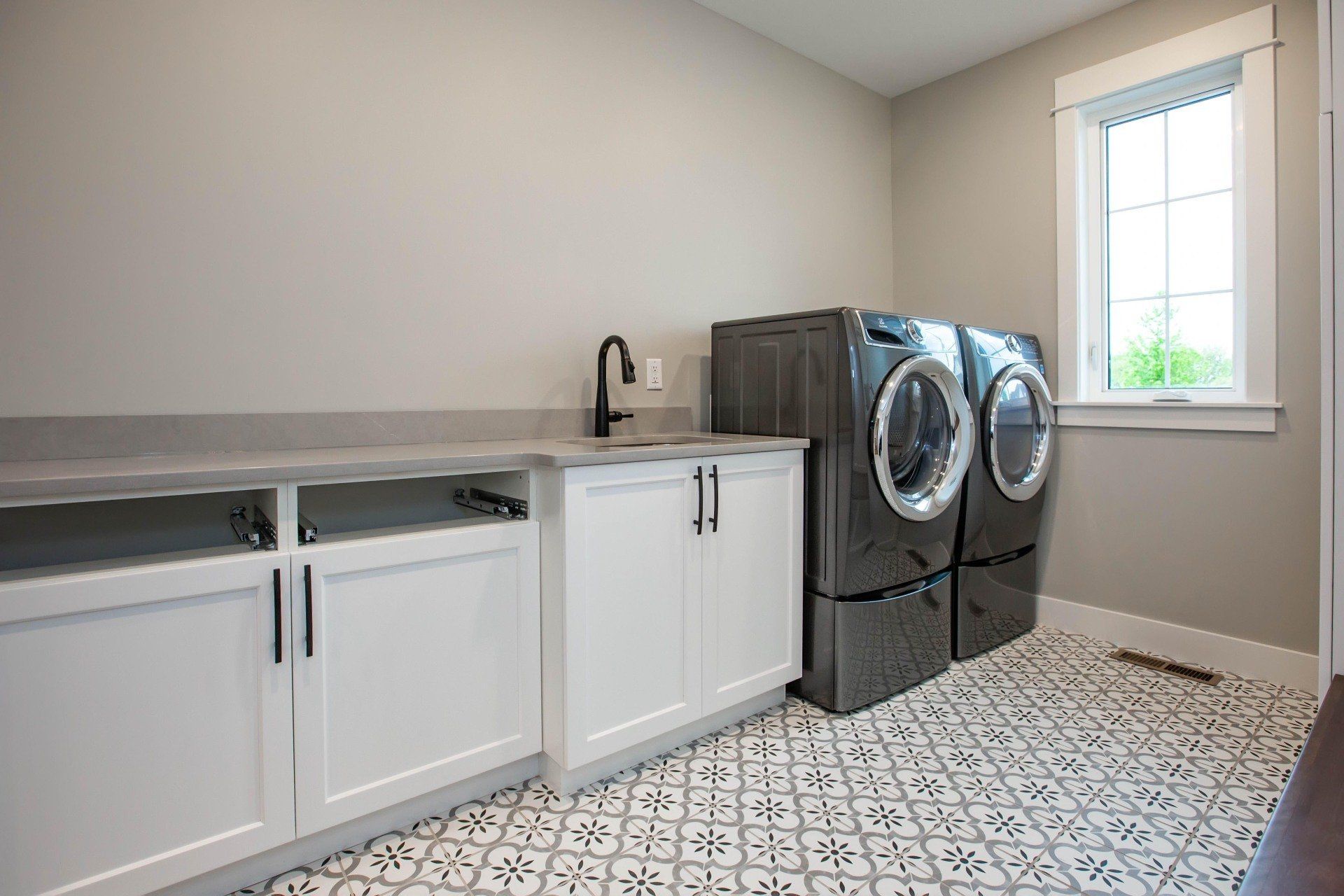 the wash room of a custom home build