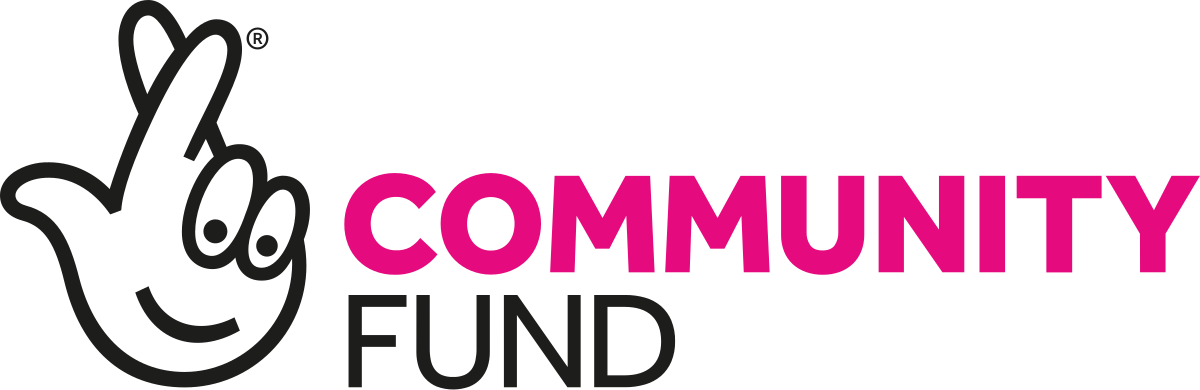 Logo of the National Lottery Community Fund, featuring a crossed-fingers hand with text