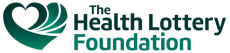 The Health Lottery logo: rainbow heart with text, and colored balls descending.