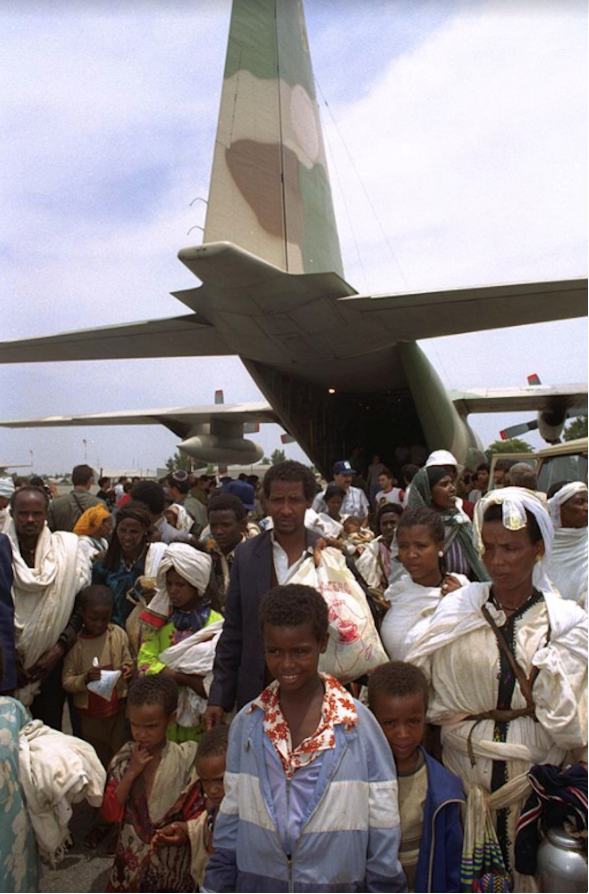 group of ethiopian jews being airlifted to Israel - operation moses