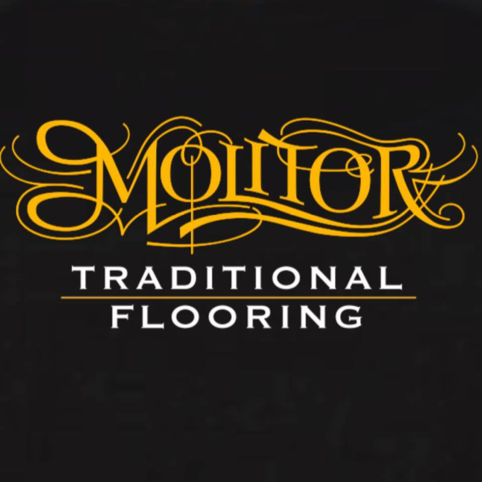 A monitor traditional flooring logo on a black background