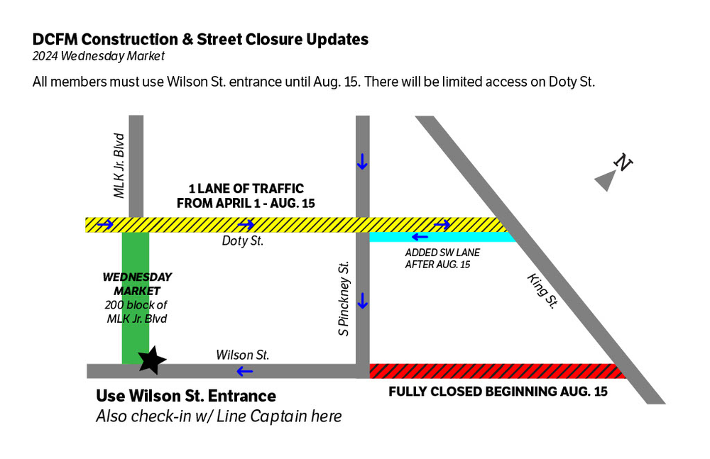 A map showing the location of a street closure