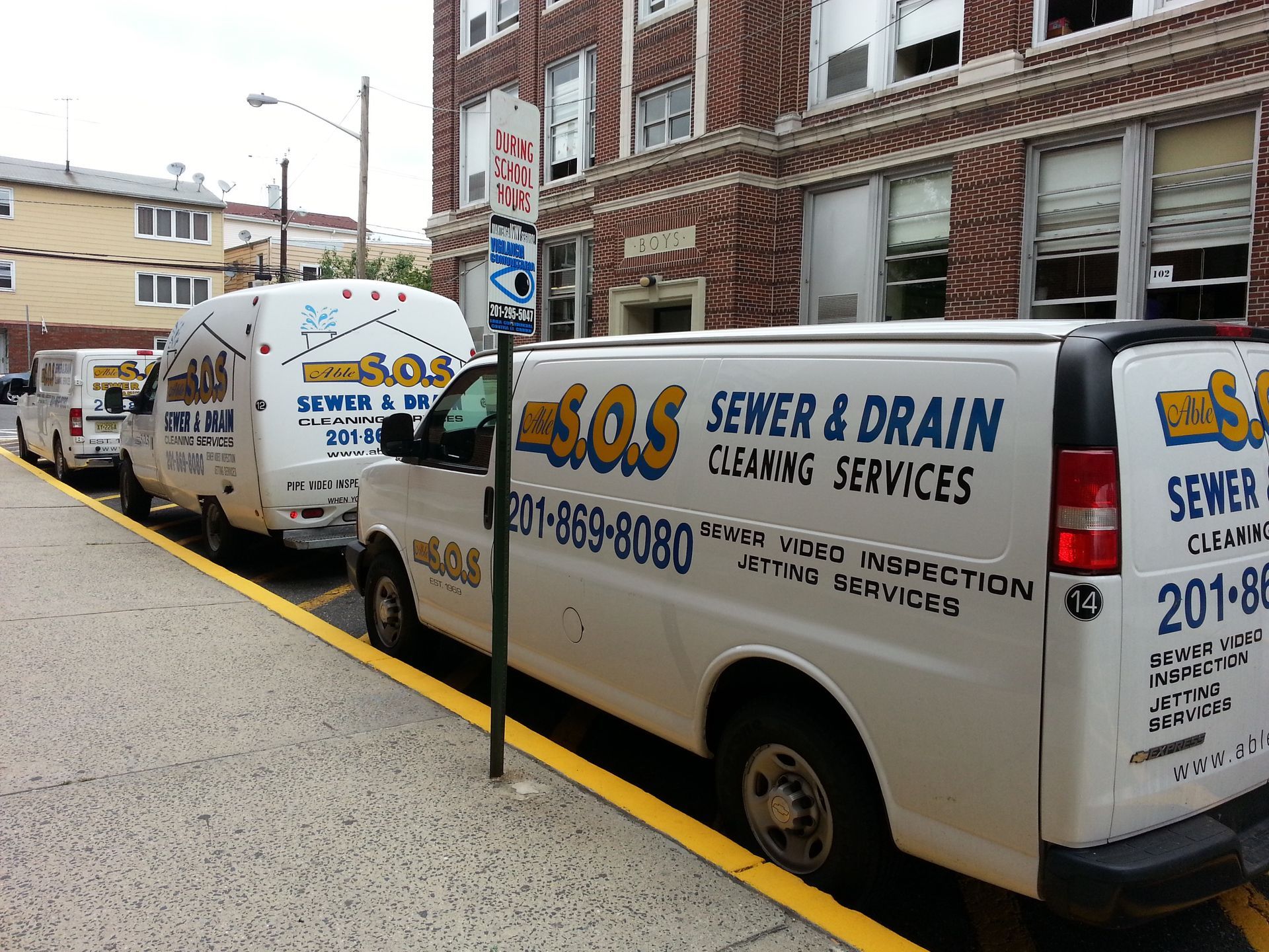 Row of Business Vehicles — North Bergen, NJ — Able S-O-S Sewer Service